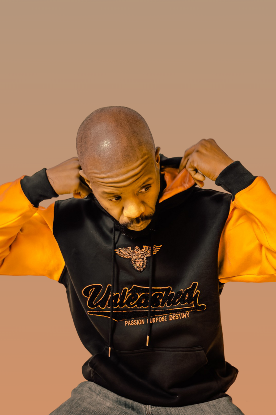 Unleashed Chinelle embroidered Satin lined color blocked hoodies.