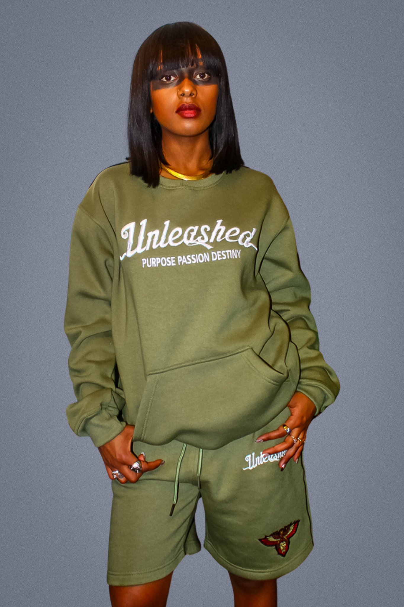 Unleashed Embroidered Sweater Short Set