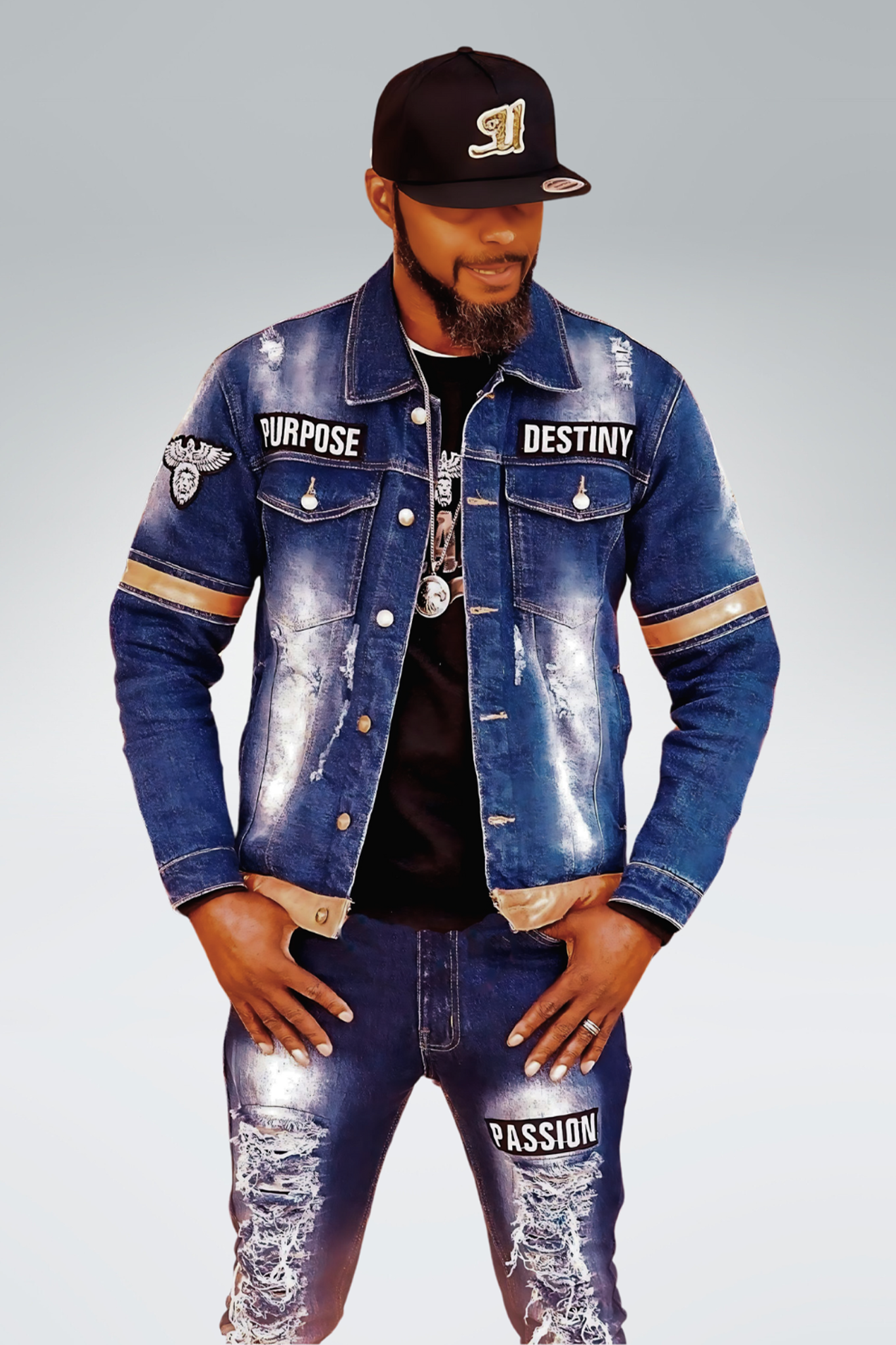Unleashed Mens stretch Denim blue jean Jacket