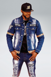 Unleashed Mens Flared stretch Denim blue jean Pants