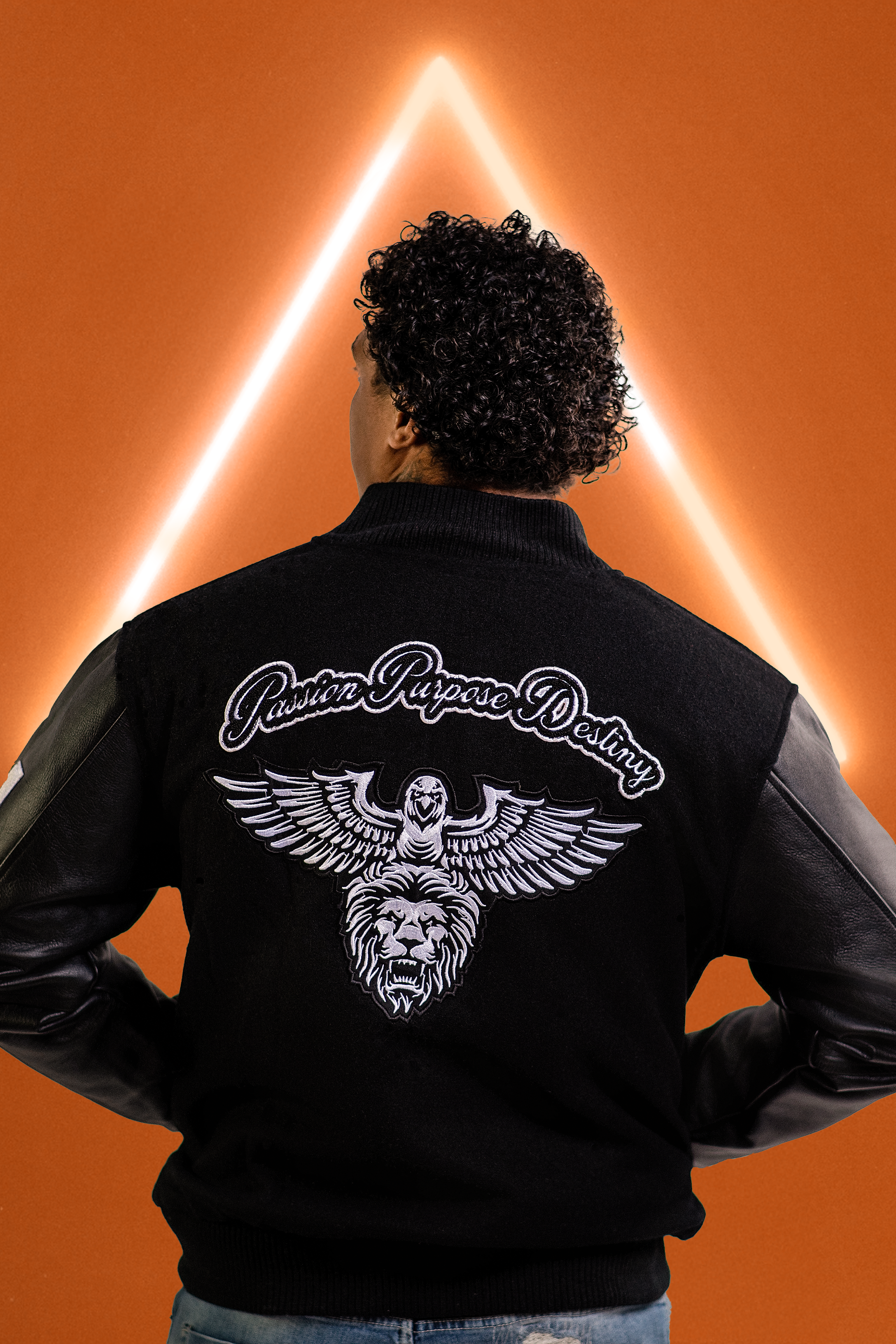 Unleashed Black Wool and Leather Varsity Jacket