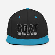 Snap Back G.O.A.T 3d puff Black text hat