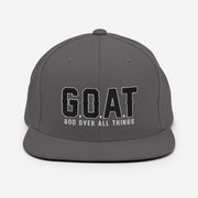 Snap Back G.O.A.T 3d puff Black text hat