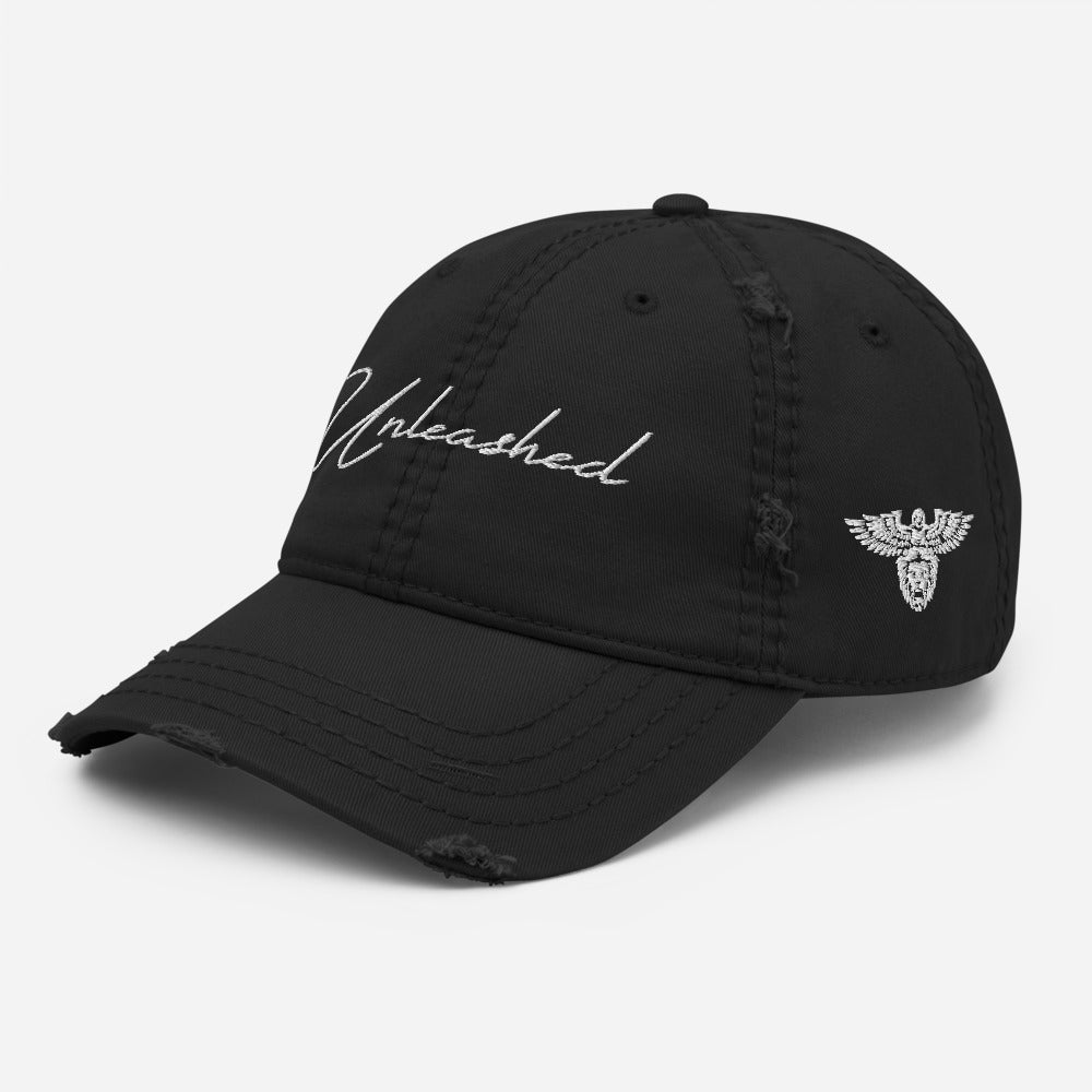 Unleashed Cursive Distressed Dad Hat