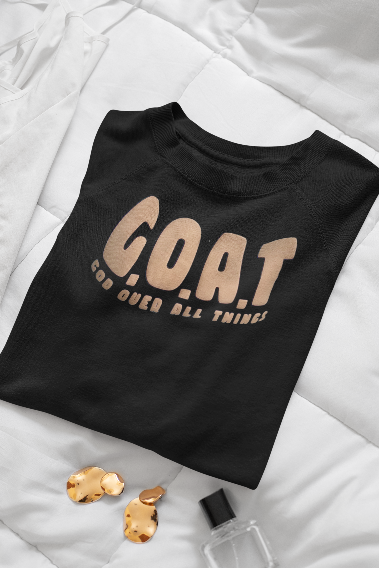 G.O.A.T - God over all things Sweater tan Puff