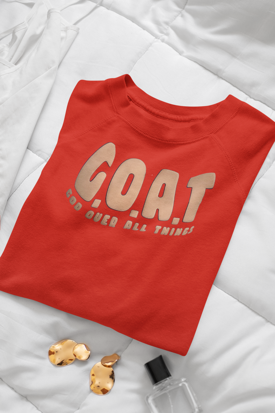 G.O.A.T - God over all things Sweater tan Puff