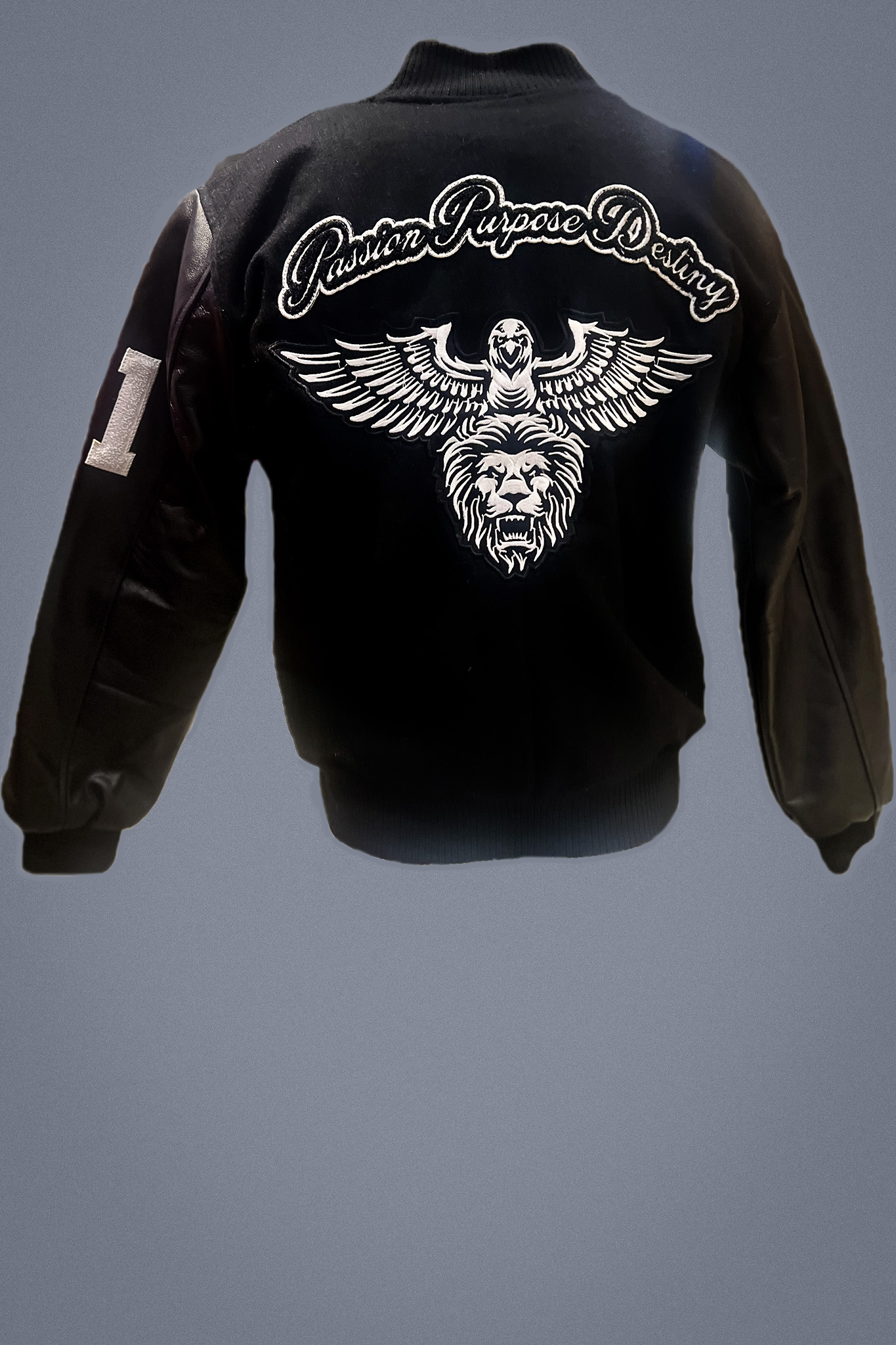 Unleashed Black Wool and Leather Varsity Jacket