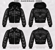 Unleashed Flint Built Different Varsity Coat - Black on Black - Women