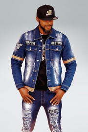 Unleashed Mens stretch Denim blue jean set