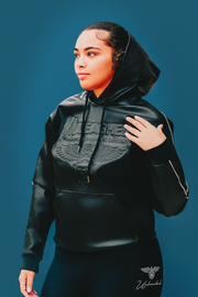 Unleashed "Midnight Luxe Genuine" Leather hooded jogging suit