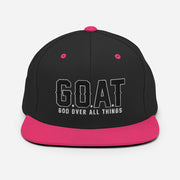 Snap Back G.O.A.T 3d puff Black text hat