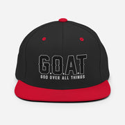 Snap Back G.O.A.T 3d puff Black text hat