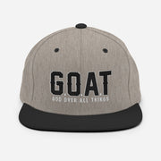 Snap Back G.O.A.T 3d puff Black text hat