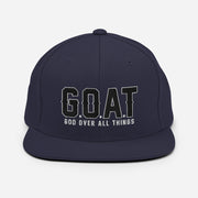 Snap Back G.O.A.T 3d puff Black text hat