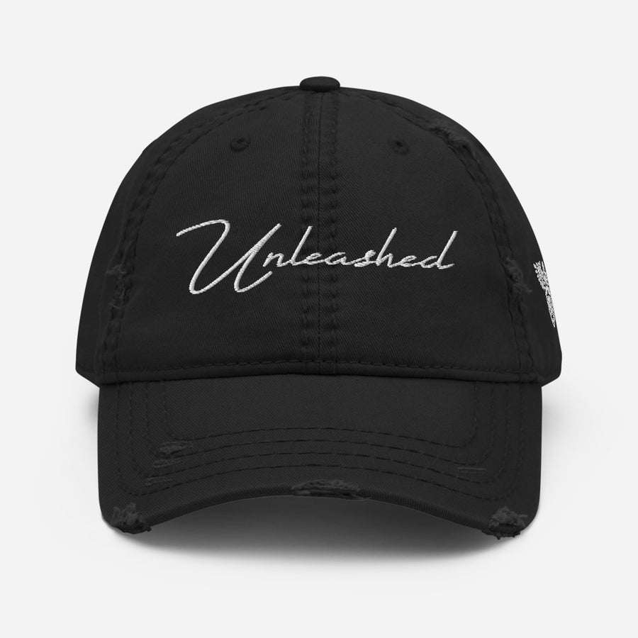 Unleashed Cursive Distressed Dad Hat