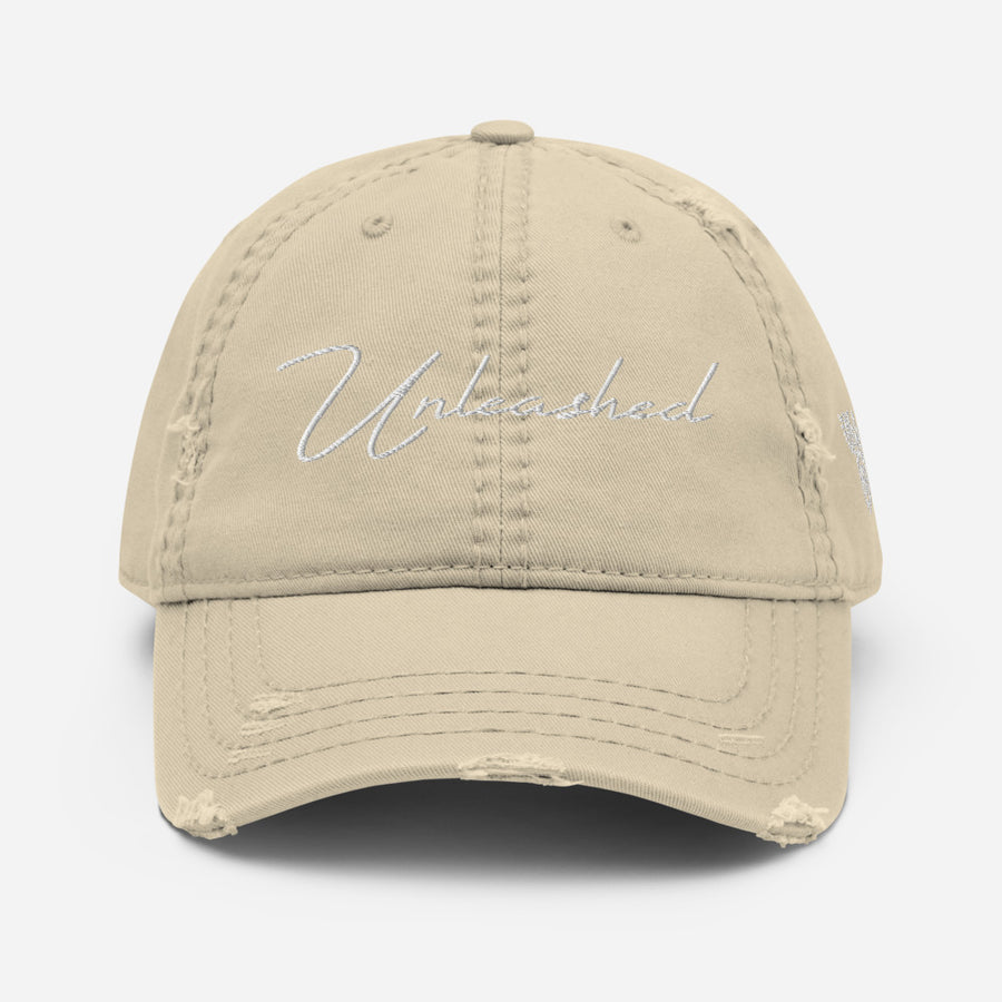 Unleashed Cursive Distressed Dad Hat