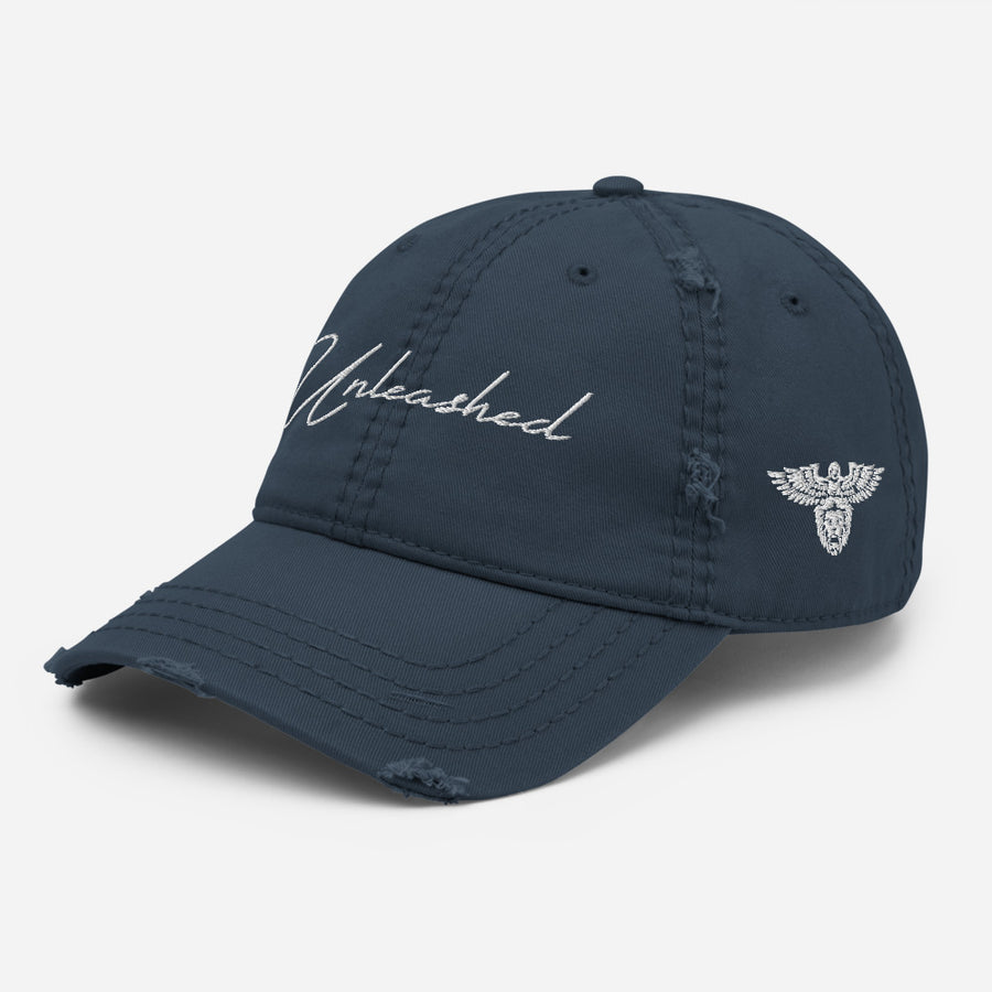 Unleashed Cursive Distressed Dad Hat