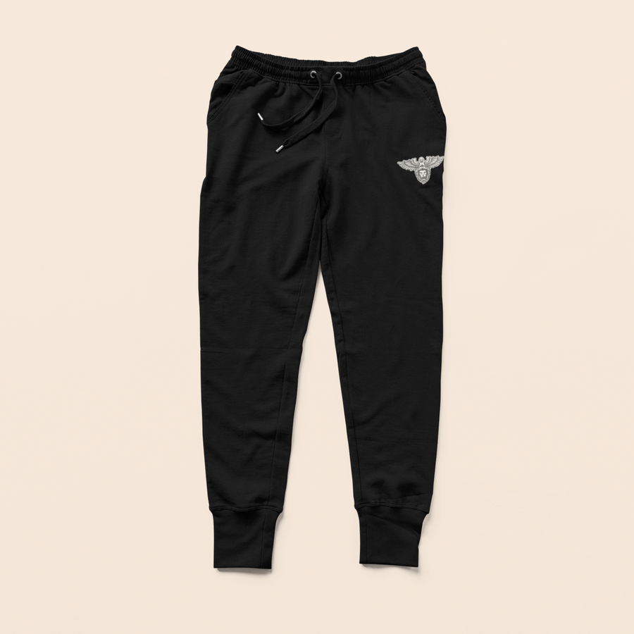 Heavy Fleece Joggers -  Chenille patch Bottoms