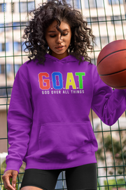 G.O.A.T (God over all things)  (Multi color print) Hoodie