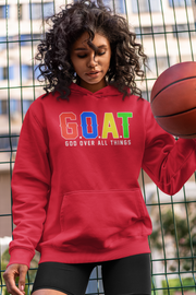 G.O.A.T (God over all things)  (Multi color print) Hoodie