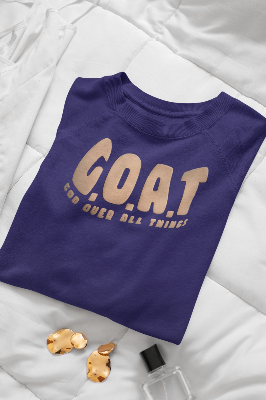 G.O.A.T - God over all things Sweater tan Puff