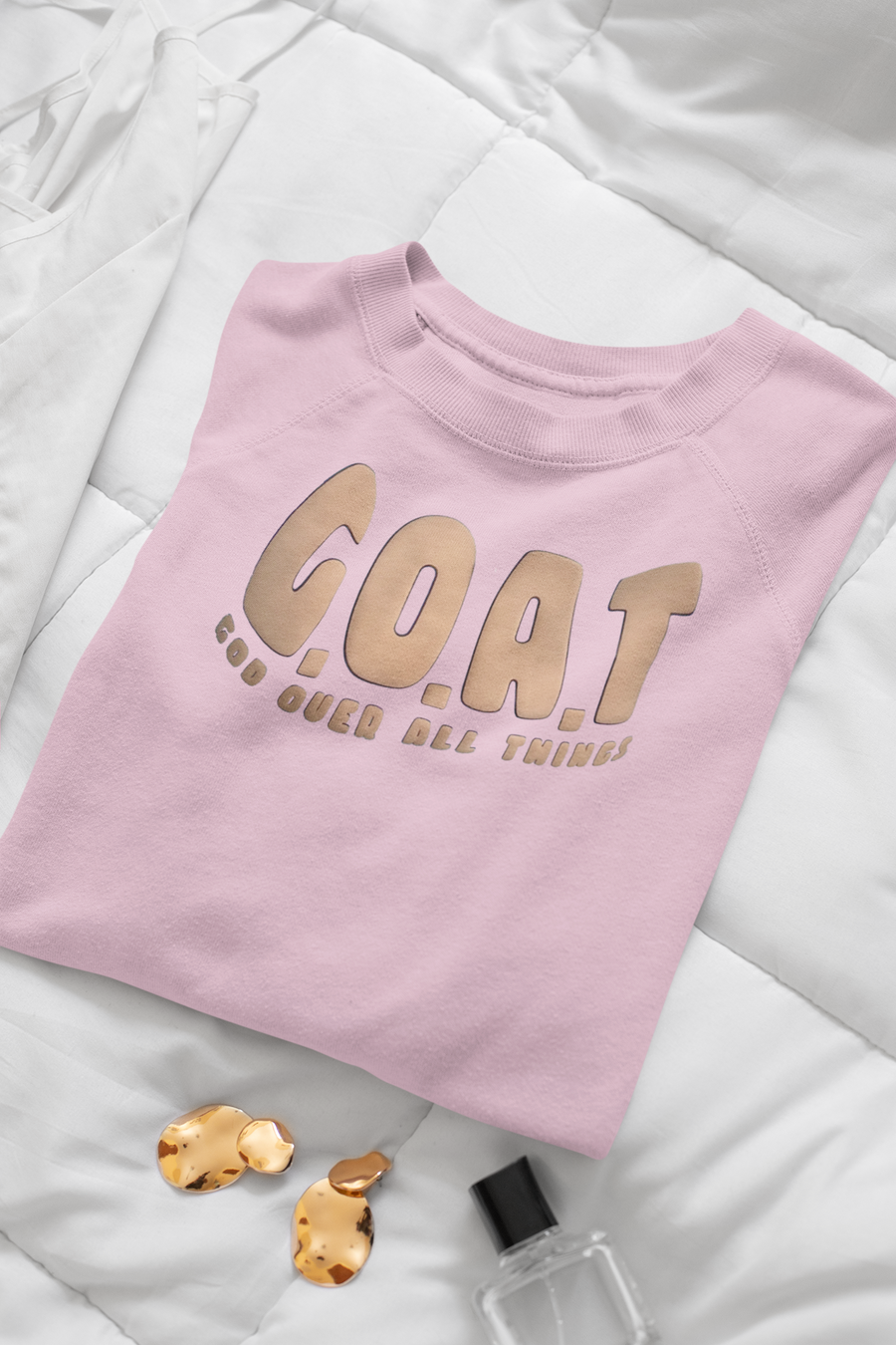 G.O.A.T - God over all things Sweater tan Puff